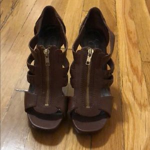 Jessica Simpson Brown Leather Strappy Heels